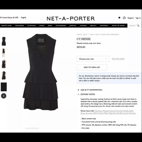 NWOT! BLACK TIE WORTHY SPECIAL!!! Cushnie Pleated Stretch Cady Mini Dress 6 - Picture 6 of 8